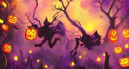 Halloween Art Colorful Dynamic Beautiful Lighting
