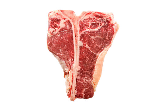 Raw T-bone steak on the white background. Isolated