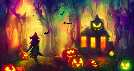 Halloween Art Colorful Dynamic Beautiful Lighting