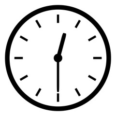 Uhr Icon zeigt 0:30 oder 12:30 - Halb 1 als Anzeige von Uhrzeit, Beginn oder Weckzeit