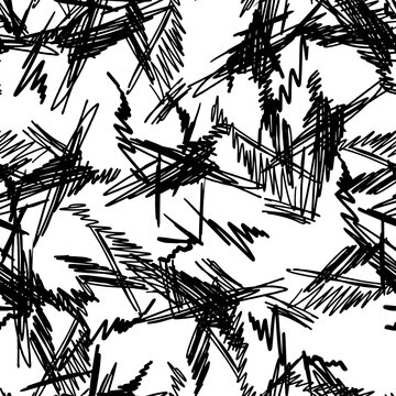 Abstract seamless background. Strokes made with ink. Vector. Hand drawing. © OlgaKSDiz