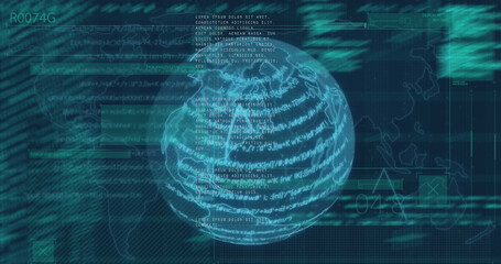 Image of data processing over globe