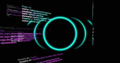 Image of scope scanning over data processing on black background