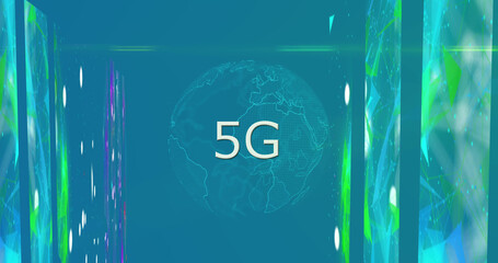 Image of globe with 6g text over network of connections on blue background