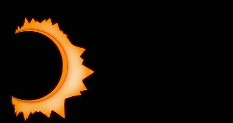 Images of moving yellow glowing shapes over black background