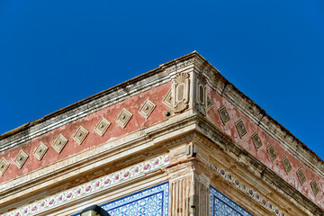 Fototapeta premium traditional decoration on the wall of a terrace in Olhao, Algarve, Portugal