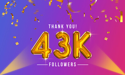 Thank you, 43k or forty-three thousand followers celebration design, Social Network friends,  followers celebration background