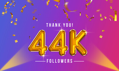 Thank you, 44k or forty-four thousand followers celebration design, Social Network friends,  followers celebration background