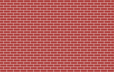 Fototapeta na wymiar Red brick wall background. Geometric seamless pattern texture. Simple flat vector, arranged rectangular shape. Illustration of brown concrete brick, building materials, house walls. For backdrops.