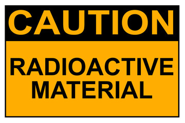 Radioactive materials caution sign with fall pictogram man
