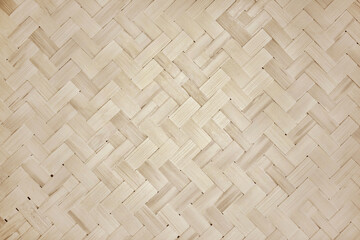 Old bamboo weave texture background, pattern of woven rattan mat in vintage style.