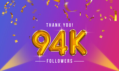 Thank you, 94k or ninety-four thousand followers celebration design, Social Network friends,  followers celebration background