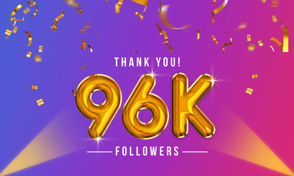 Thank you, 96k or ninety-six thousand followers celebration design, Social Network friends,  followers celebration background