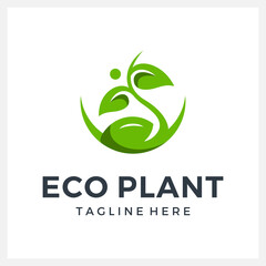 green life eco plant logo design concept