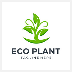 green life eco plant logo design concept