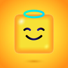 Square Emoticon. Yellow Emoji faces emoticon smile, digital smiley expression emotion feelings, chat cartoon emotes. Vector illustration icons