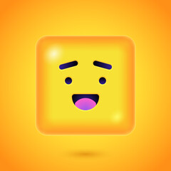 Square Emoticon. Yellow Emoji faces emoticon smile, digital smiley expression emotion feelings, chat cartoon emotes. Vector illustration icons