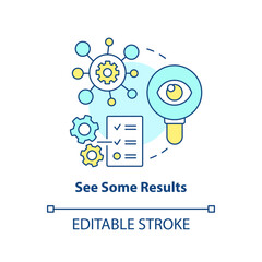 See some results concept icon. Previous achievements. Element of case study abstract idea thin line illustration. Isolated outline drawing. Editable stroke. Arial, Myriad Pro-Bold fonts used
