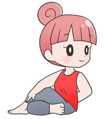 ヨガの半月の魚の王のポーズをする女性