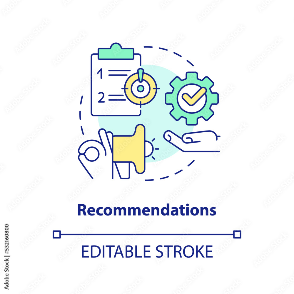 Poster recommendations concept icon. learn possible solutions. case drafting abstract idea thin line illust
