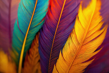 Abstract feathers background, feather texture wallpaper, 3d render, 3d illustration - obrazy, fototapety, plakaty