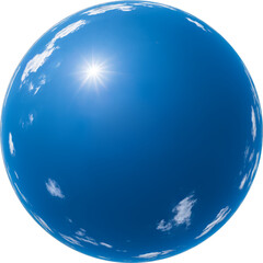 Sonne-Wolken-Mix am Himmel als Little Planet, freigestellt
