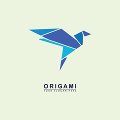 abstract bird origami logo icon
