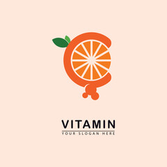 abstract orange vitamin c logo icon