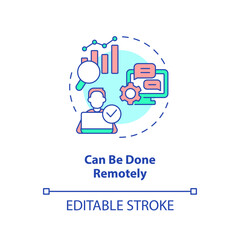 Can be done remotely concept icon. Online research. Advantage of case study abstract idea thin line illustration. Isolated outline drawing. Editable stroke. Arial, Myriad Pro-Bold fonts used