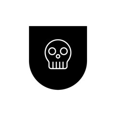 Graphic flat shield skull icon for your design and website