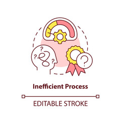 Inefficient process concept icon. Unproductive management. Disadvantage of case study abstract idea thin line illustration. Isolated outline drawing. Editable stroke. Arial, Myriad Pro-Bold fonts used