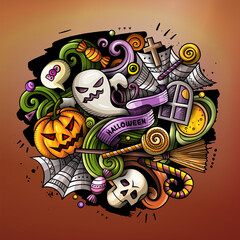 Cartoon digital doodles Happy Halloween illustration