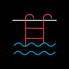 Swimming pool flat vector icon