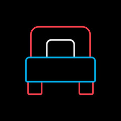 Single bed flat vector icon