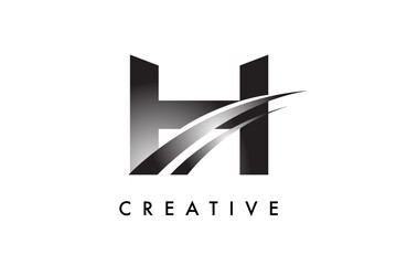 Letter H Logo Design Vector with Curved Swoosh Lines and Creative Look