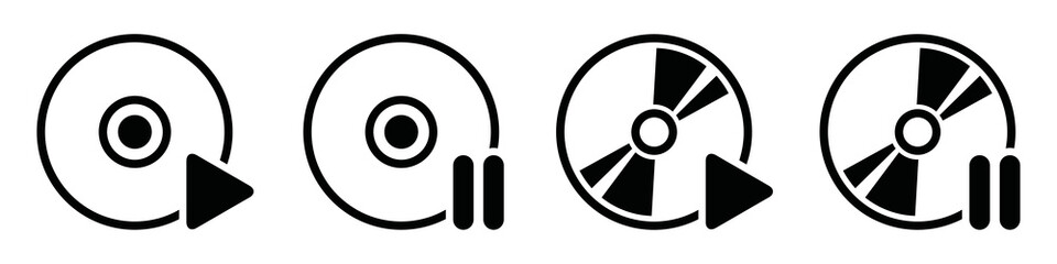 DVD disk with play and pause icon, vector illustration