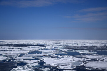Drift ice and sky in the Sea of Okhotsk