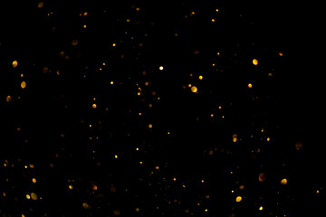 Golden glitter bokeh lights abstract overlay bokeh background - obrazy, fototapety, plakaty