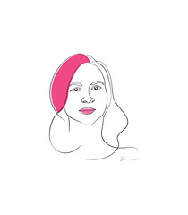 Beautiful line art portrait Illustration Design, Women portrait Line design
