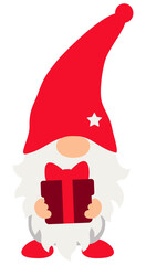 Christmas Gnome holding gift box