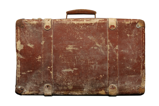 old retro threadbare suitcase on transparent background - Powered by Adobe