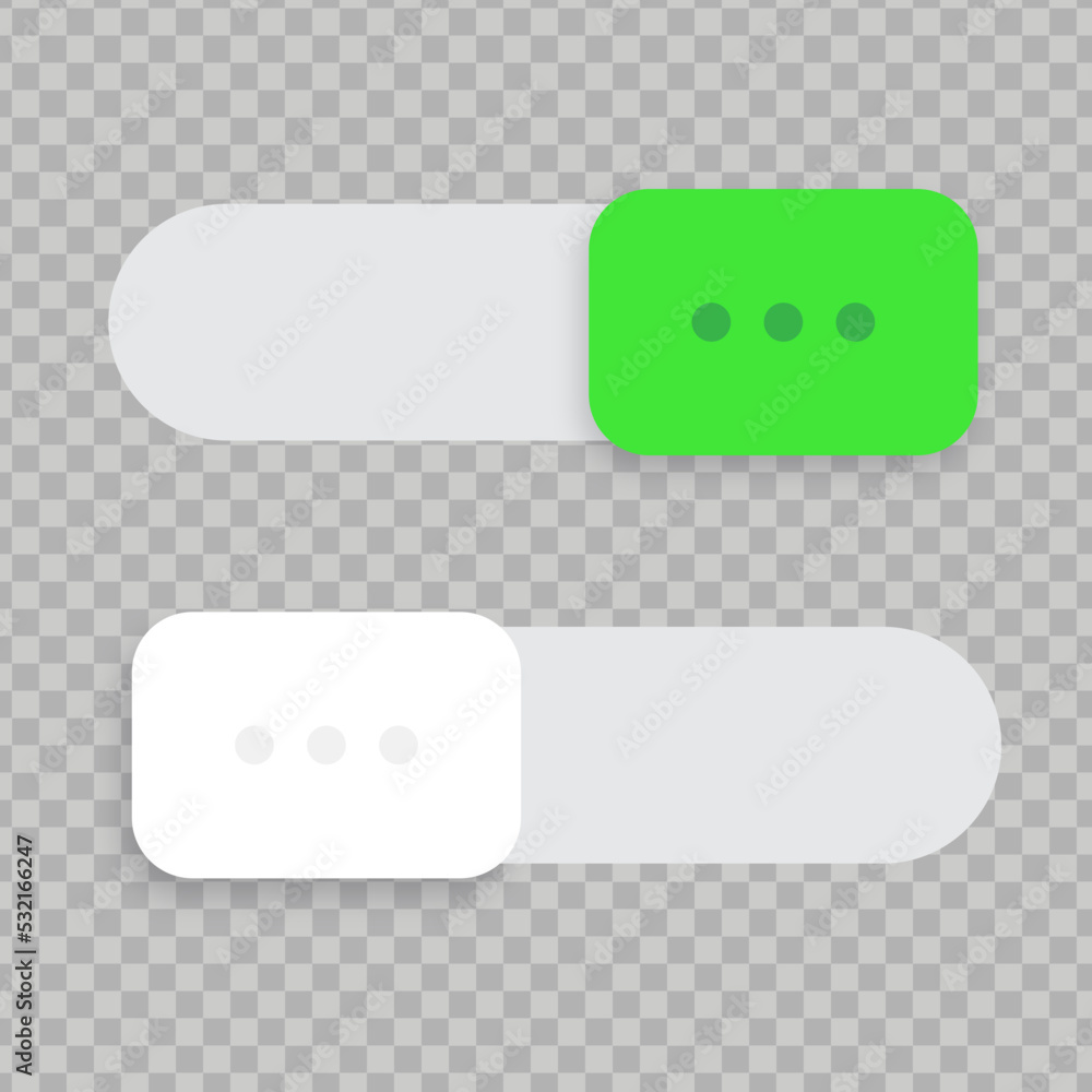 Poster on and off tumbler. user interface template with toggle switch button