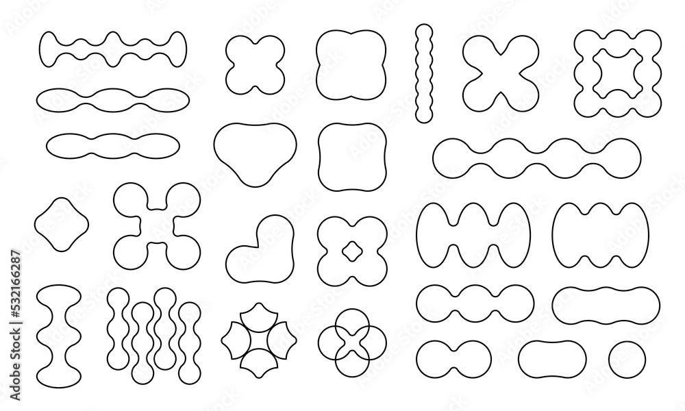 Poster abstract minimalistic geometric elements set. outline collection of contemporary simple various shap
