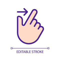 Edge swipe pixel perfect RGB color icon. Touchscreen control. Open additional options. Tablet navigation gesture. Silhouette symbol on white space. Solid pictogram. Vector isolated illustration