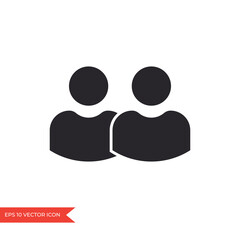 People icon. Two person symbol, human head