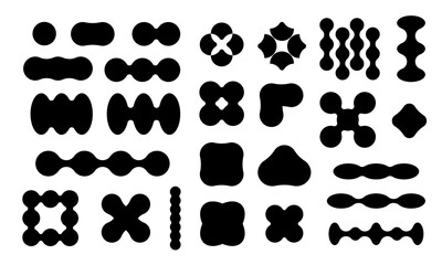 Fototapeta premium Abstract minimalistic geometric elements set. Collection of black contemporary simple various shapes for icons, logo, UI