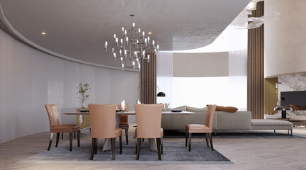 3d rendering,3d illustration, Interior Scene and  Mockup,dining room Rustic Style,render interior design.