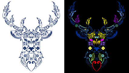 reindeer mexican talavera art illustration set pack collection in vector format © MARCO HAYASHI