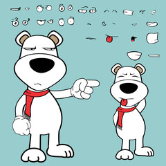 funny standing polar bear character cartoon kawaii expressions set in vector format