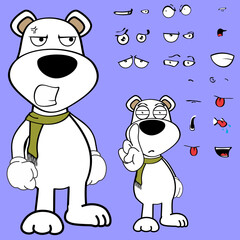 grumpy standing polar bear character cartoon kawaii expressions set in vector format